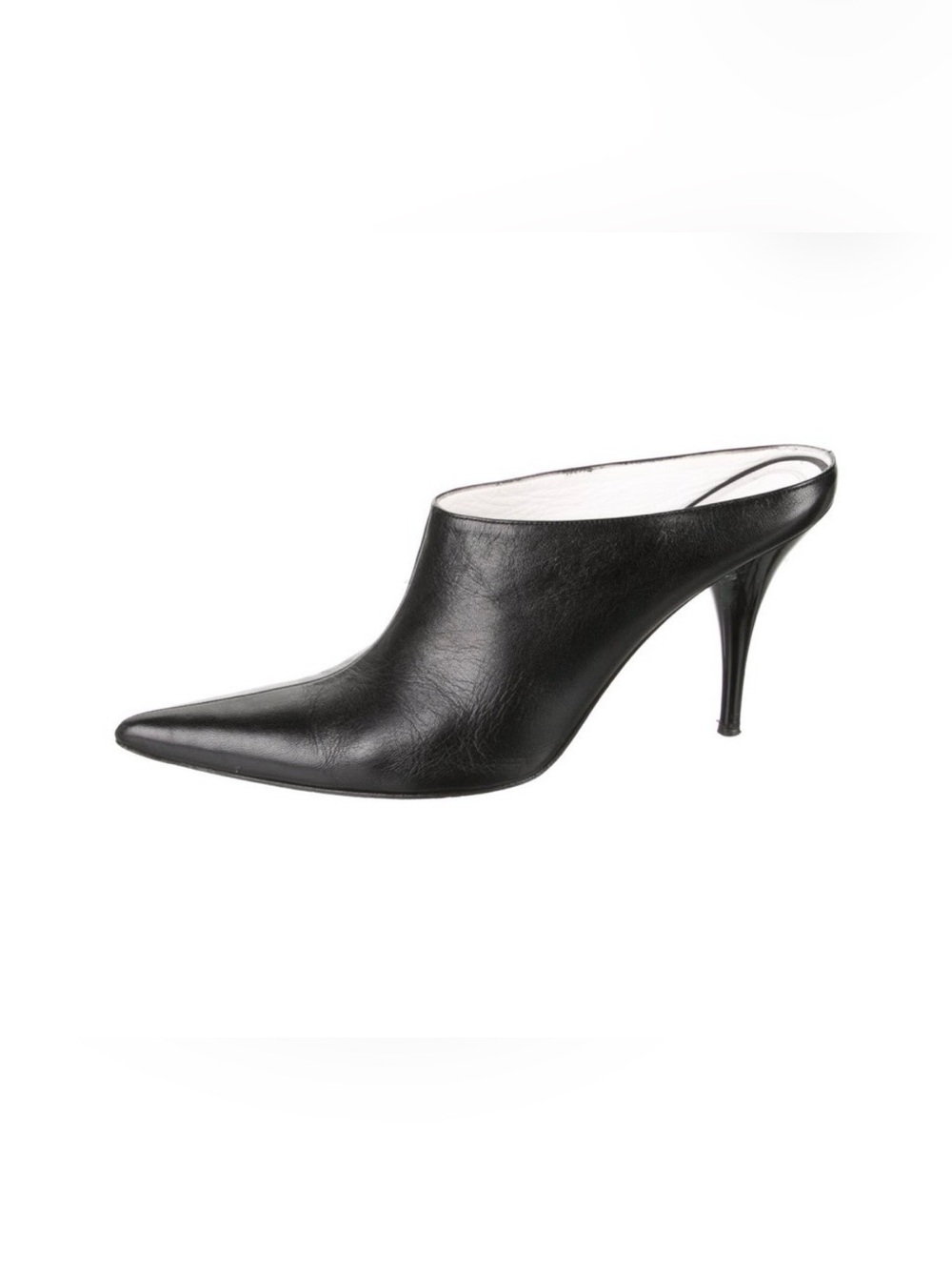 Celine Black Leather Pointed Mules with Stiletto Heel